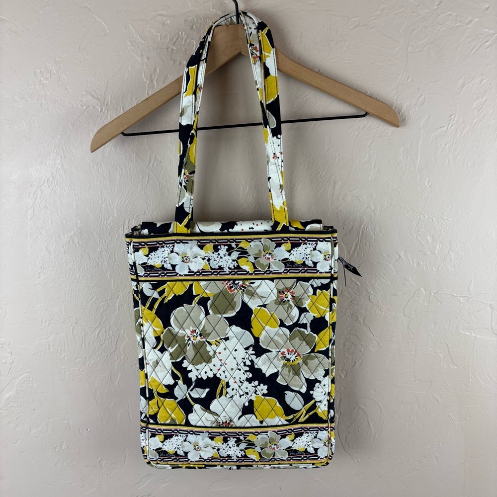 Vera Bradley Yellow and Black Floral Tote Bag Laptop Checkpoint Friendly Travel
